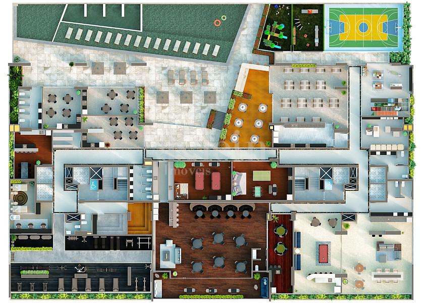 Planta do lazer do The Porto Plaza � Balne�rio Perequ� em Porto Belo