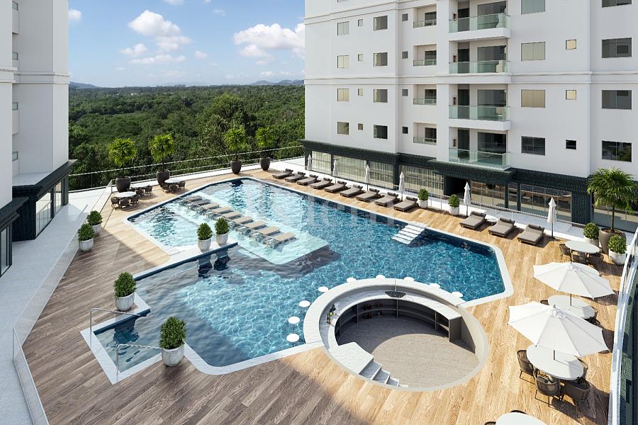 Piscina do Green Ville Home Club na Meia Praia em Itapema