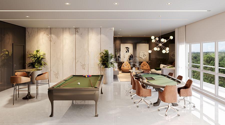 Sala de jogos do Green Ville Home Club na Meia Praia em Itapema