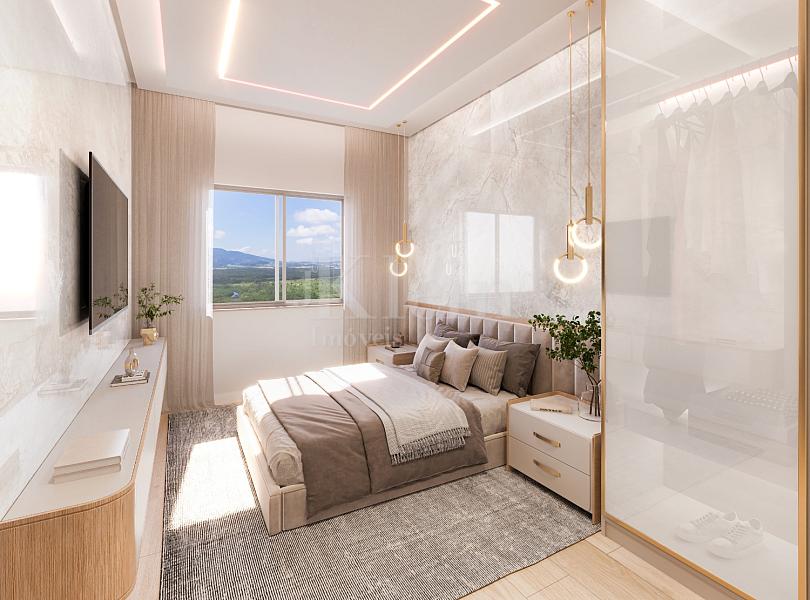 Su�te do apartamento do Green Ville Home Club na Meia Praia em Itapema