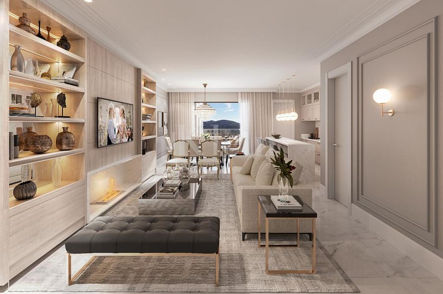 Living dos apartamentos lateral � venda no Edif�cio La Rocca em Itapema | Centro