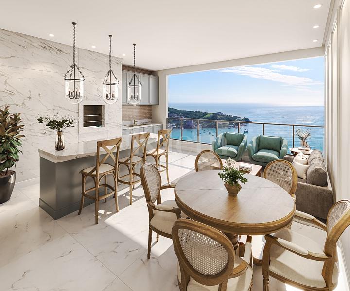 Sacada frente dos apartamentos � venda no Edif�cio La Rocca em Itapema | Centro