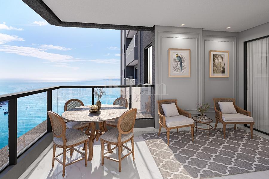 Sacada lateral dos apartamentos � venda no Edif�cio La Rocca em Itapema | Centro