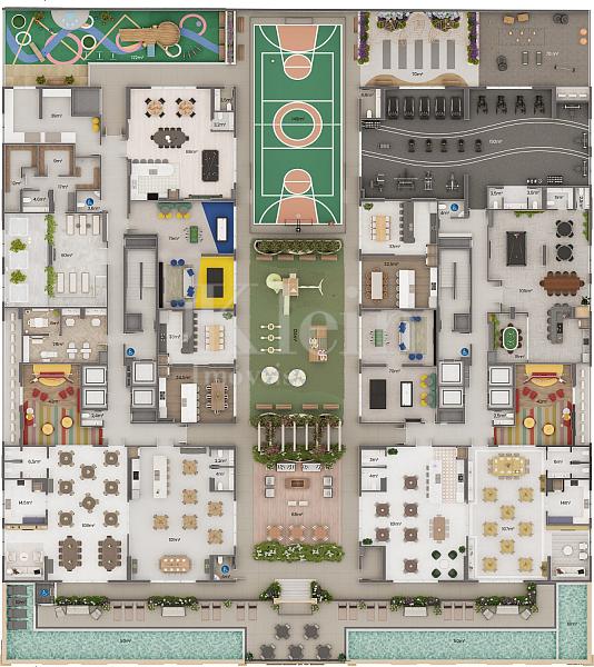 Planta do lazer do Jardim Moli�re no Balne�rio Perequ� em Porto Belo