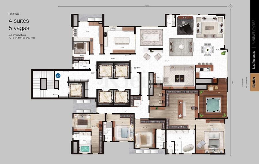 Planta da Penthouse � venda no Edificio La Rocca em Itapema | Centro