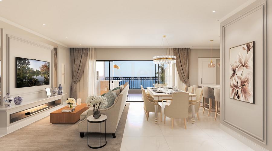 Living do apartamento tipo 2 � venda no Edif�cio Le Jardin em Itapema | Centro