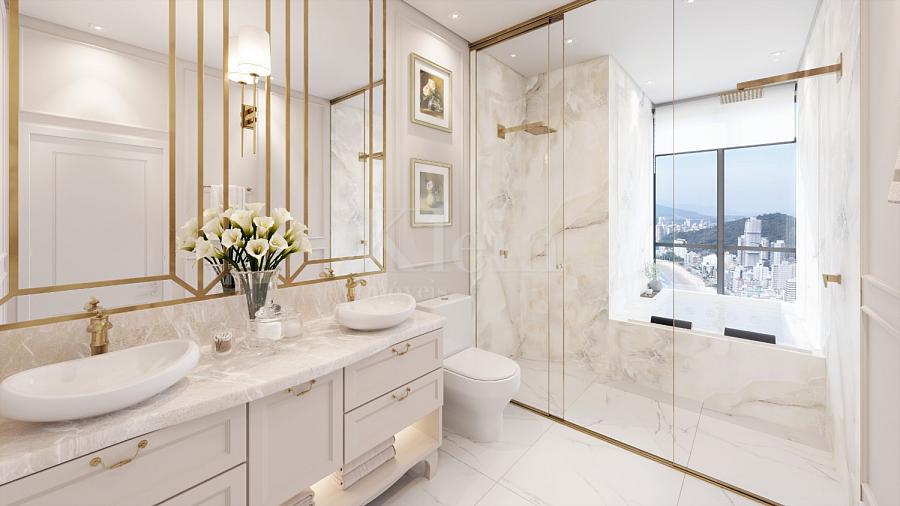 Banheiro da su�te master da penthouse no Maison Ladur�e no Centro em Itapema