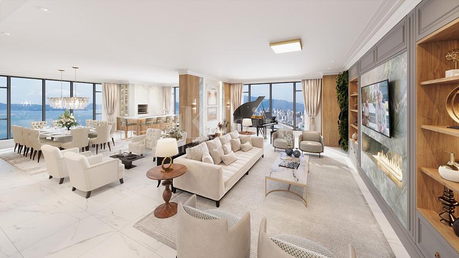 Living da penthouse no Maison Ladur�e no Centro em Itapema