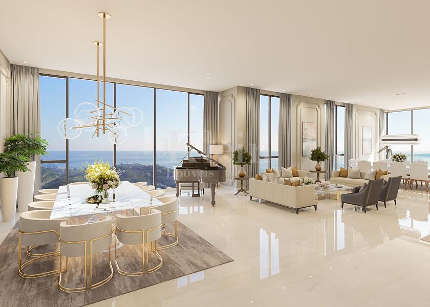 Living da penthouse � venda no Sweden no Centro em Itapema