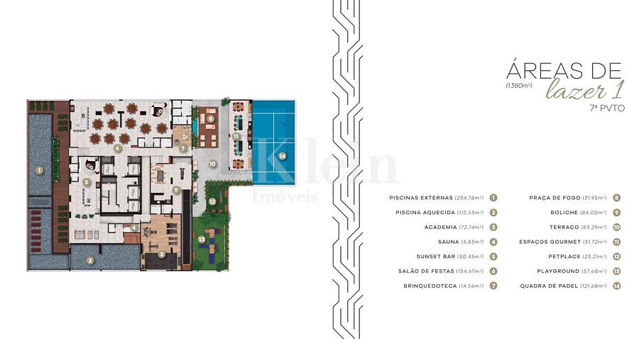 Planta pavimento 7� andar lazer do Accendis Home Living em Itapema | Centro