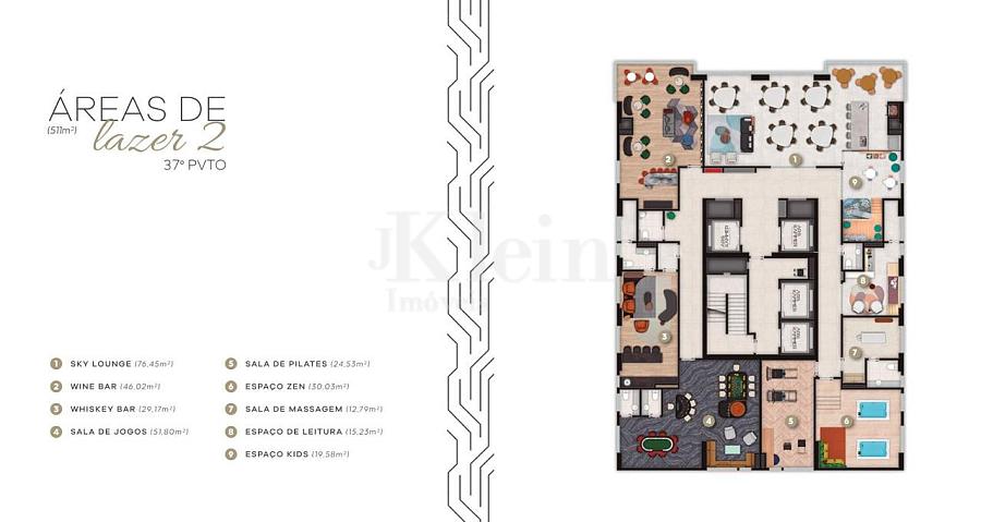 Planta pavimento 37� andar lazer do Accendis Home Living em Itapema | Centro