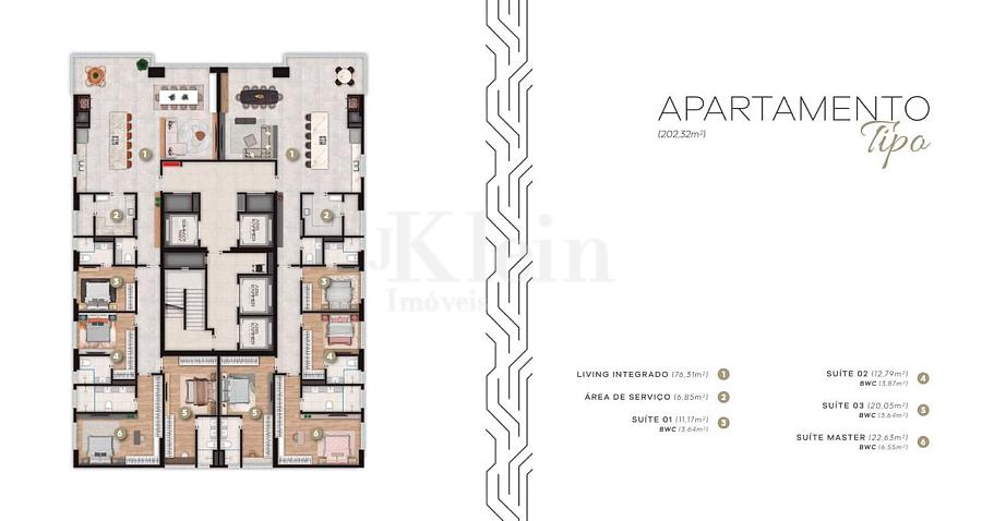 Planta tipo de apartamentos do Accendis Home Living em Itapema | Centro