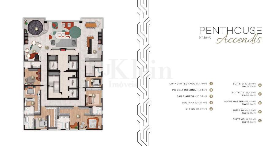 Planta das Penthouses do Accendis Home Living em Itapema | Centro
