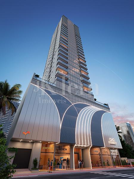 Fachada do Eternity Residence na Meia Praia em Itapema