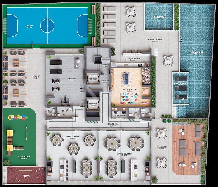 Planta do lazer do Eternity Residence na Meia Praia em Itapema