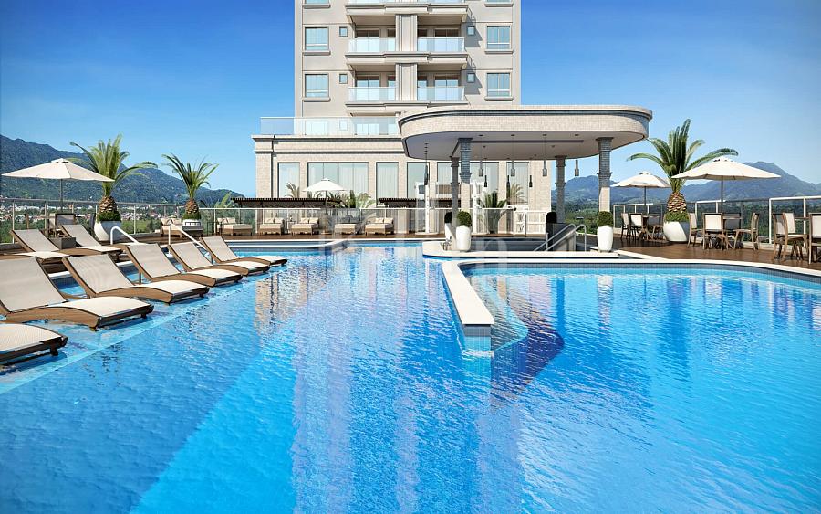 Bar molhado do Algarve Residence na Meia Praia em Itapema