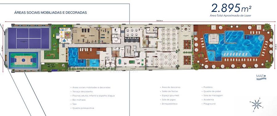 Planta do lazer do Algarve Residence na Meia Praia em Itapema