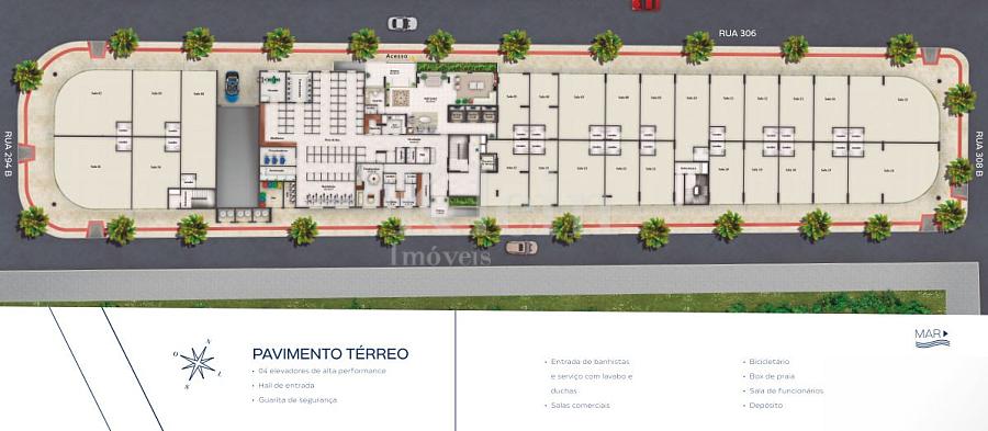 Planta do t�rreo do Algarve Residence na Meia Praia em Itapema