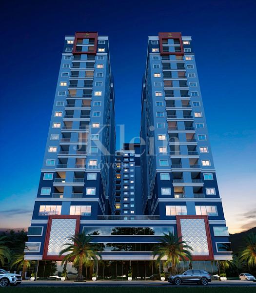 Fachada noturna do Ilha Li Galli Residence no Morretes em Itapema