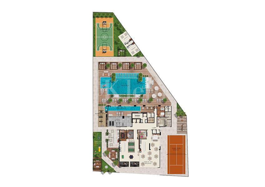 Planta do lazer do La Belle Verte no Centro em Itapema