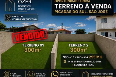 Terreno à venda, 300m² - Picadas do Sul - São José