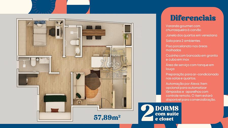 APARTAMENTO 2 DOMITÓRIOS 57 m2 EM SANTA BÁRBARA D OESTE — foto 3