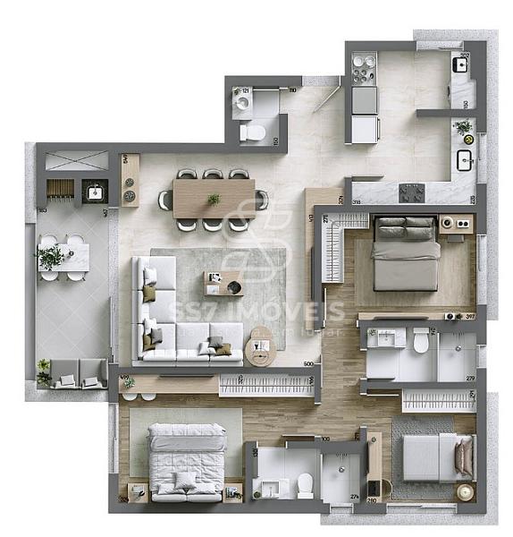 Le Sense - Apartamento com 3 quartos no bairro Água Verde. — foto 2