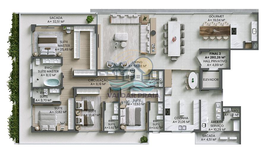 APARTAMENTO À VENDA EM ITAJAÍ NA PRAIA BRAVA – ALTO PADRÃO COM 4 SUÍTES E VISTA PARA O MAR — foto 25