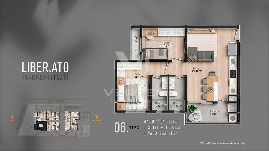 Apartamento 67,29 m� com 1 Su�te + 1 Dormit�rio no S�o Judas, Itaja� 16
