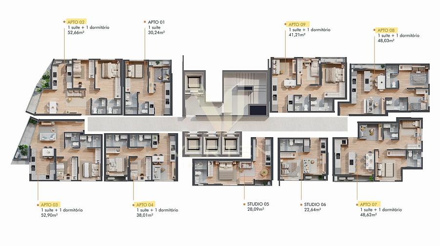 Apartamento com 1 Su�te + 1 Quarto � Venda no Bothanic | Centro de Itaja� | Lazer Completo 24
